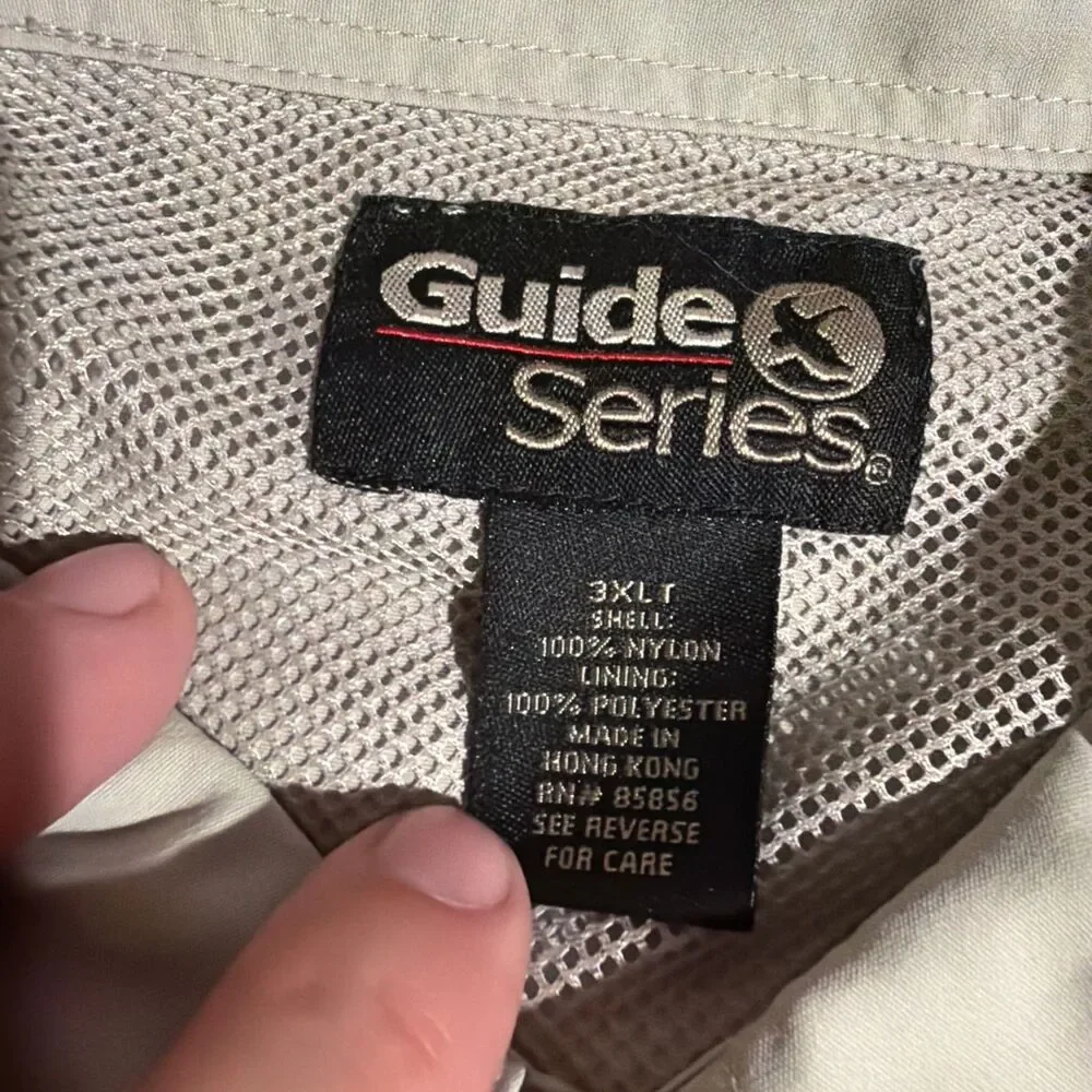 Guide Series Fishing Shirt Mens 3XLT Beige Vented Performance Long Sleeve